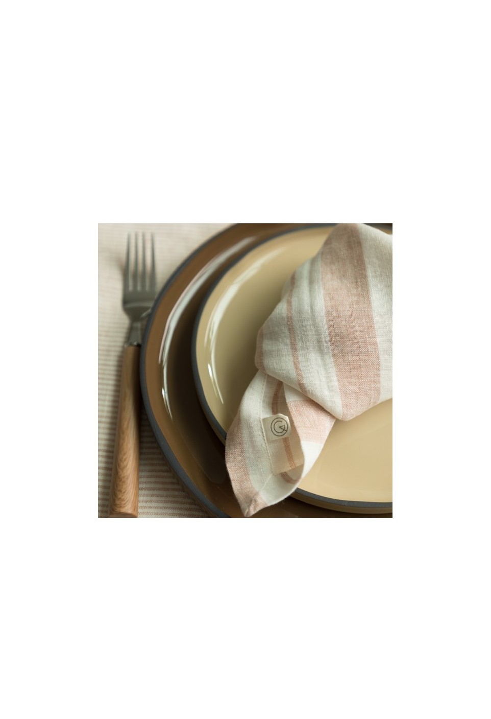 LARGE STRIPE NAPKIN GLAISE/ MILK | GABRIELLE PARIS