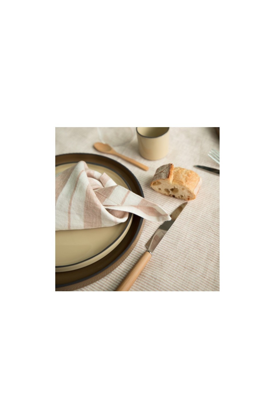 THIN STRIPE TABLECLOTH | GLAISE/ MILK | Gabrielle Paris