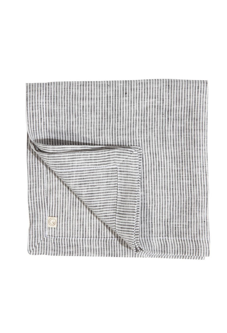 WASHED LINEN NAPKIN  THIN STRIPE BLACK/ MILK