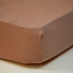 Drap housse 100% gaze de coton - Bonnet 30cm - 160x200cm - Terracotta -  Simone - Homifab