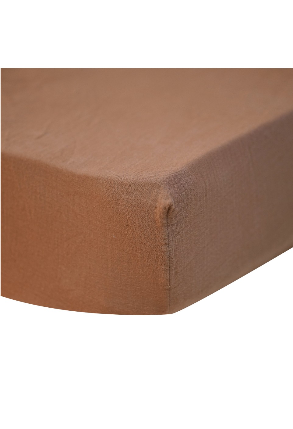 COTTON GAUZE FITTED SHEET  TERRACOTTA