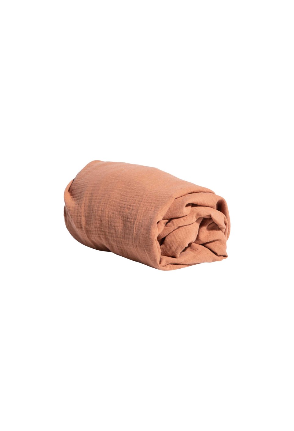 COTTON GAUZE FITTED SHEET  TERRACOTTA