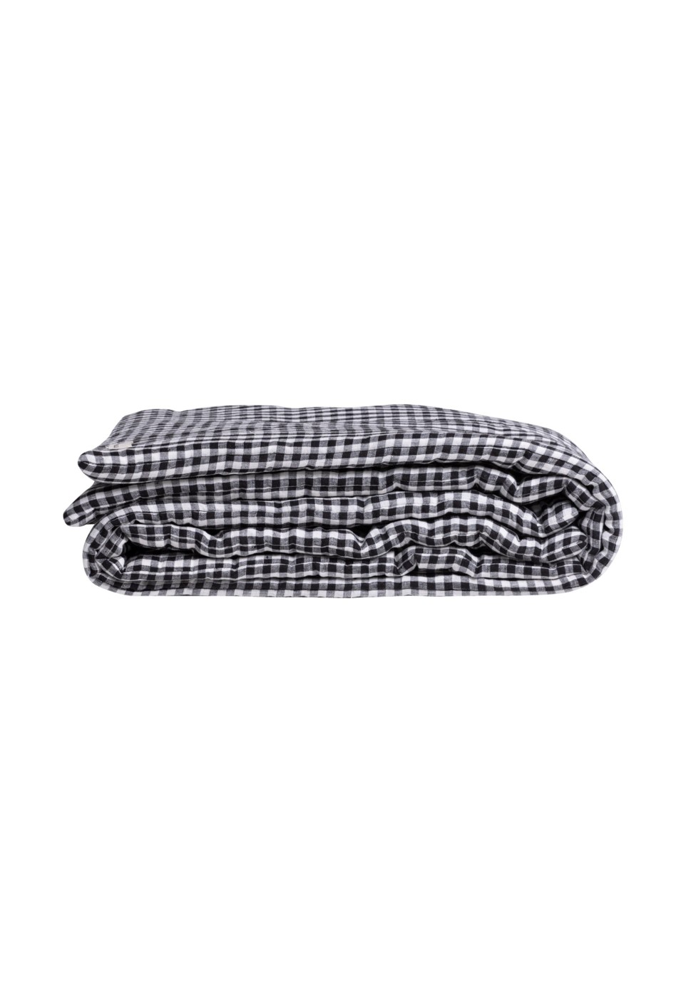 Check mattress - washed linen - vichy black - decoration