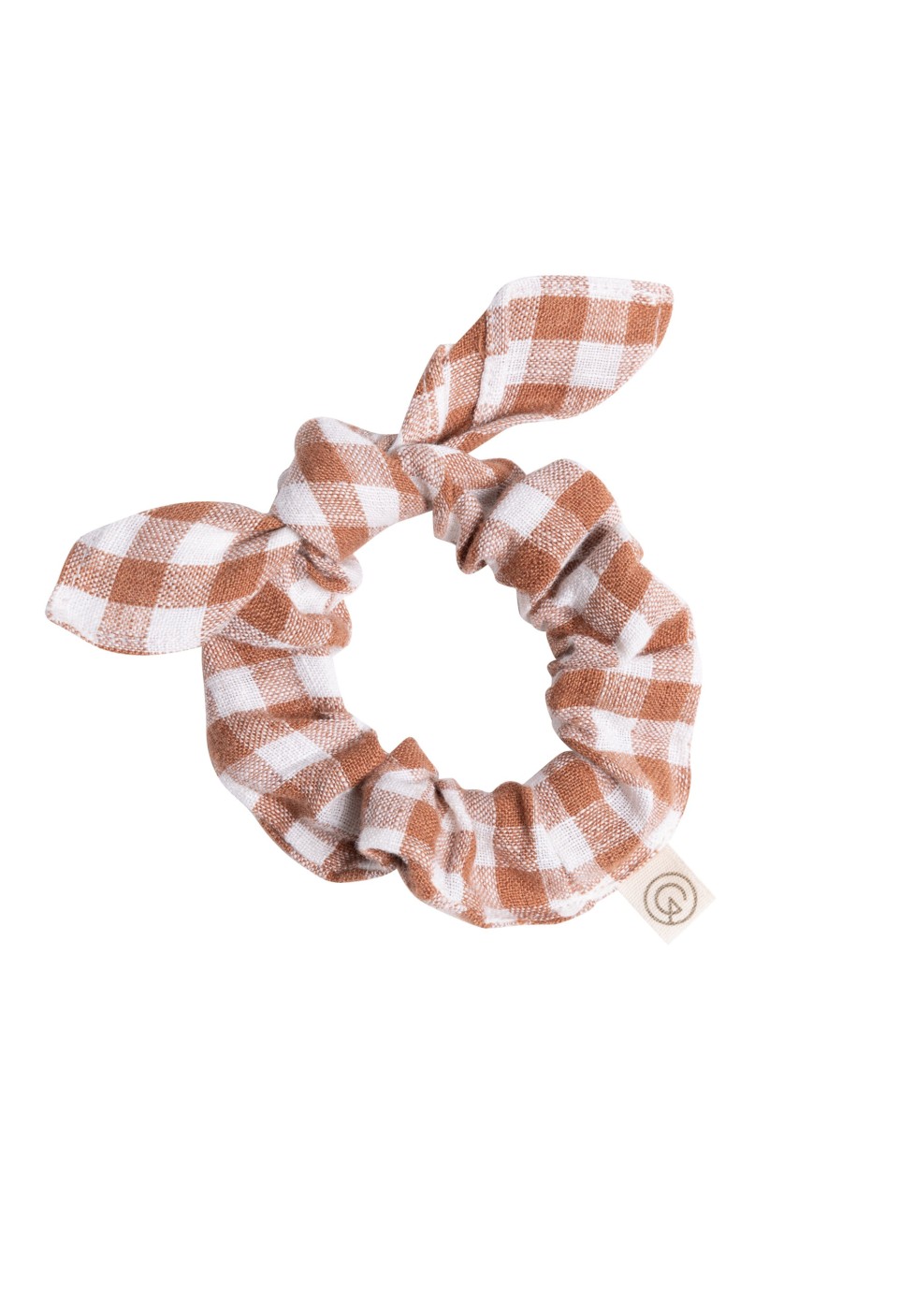 Check scrunchie - washed linen - vichy brique - woman accessory