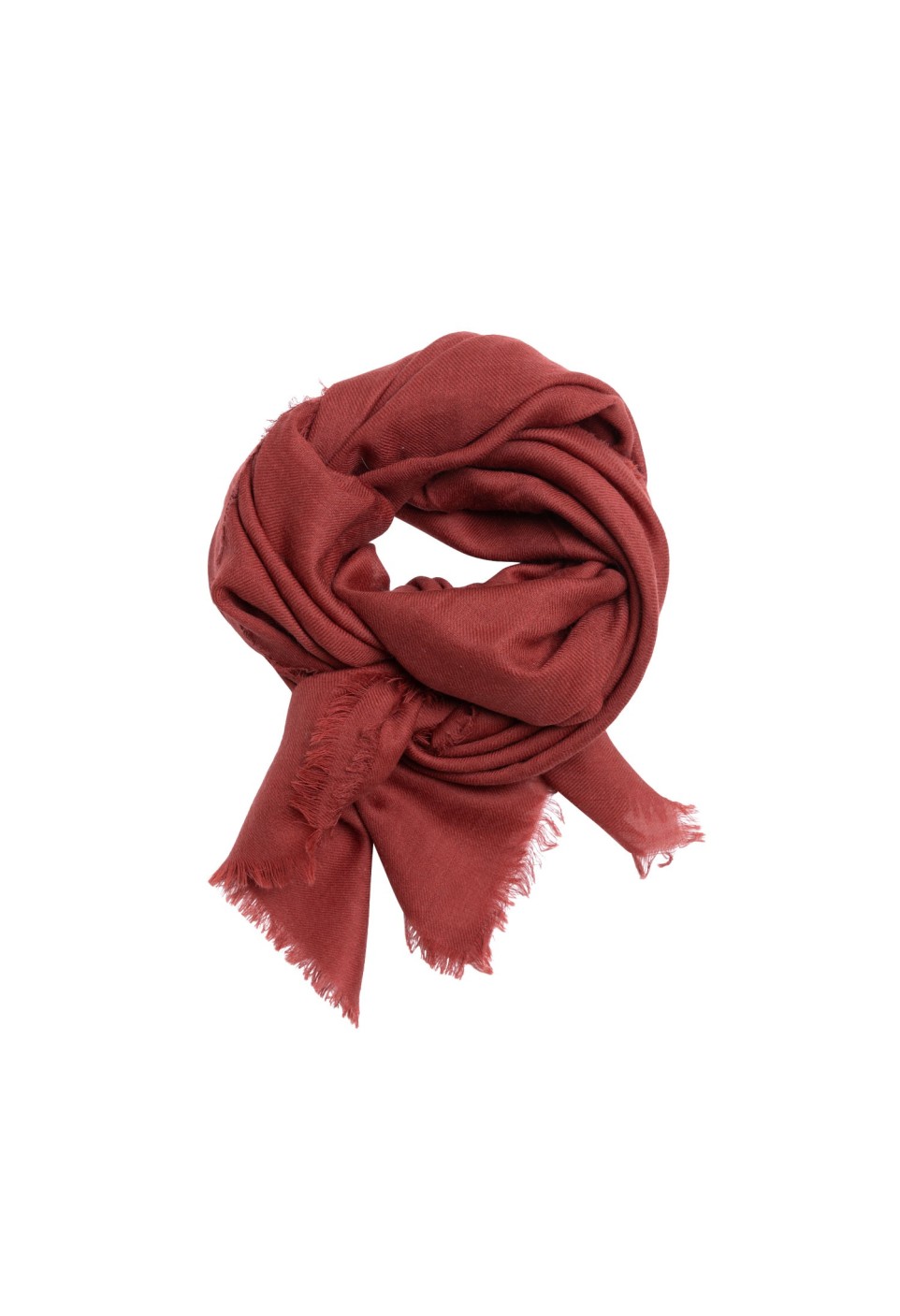 Plain scarf wool and silk - red burgundy - woman accessory