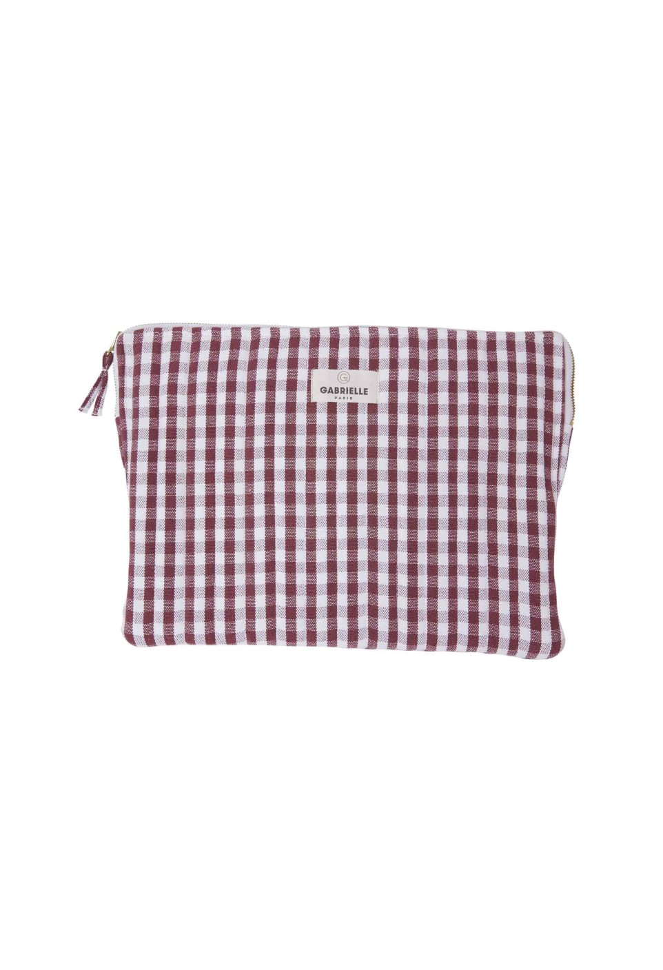 POCHETTE ORDINATEUR  EN COTON VICHY BORDEAUX_MARKETPLACE