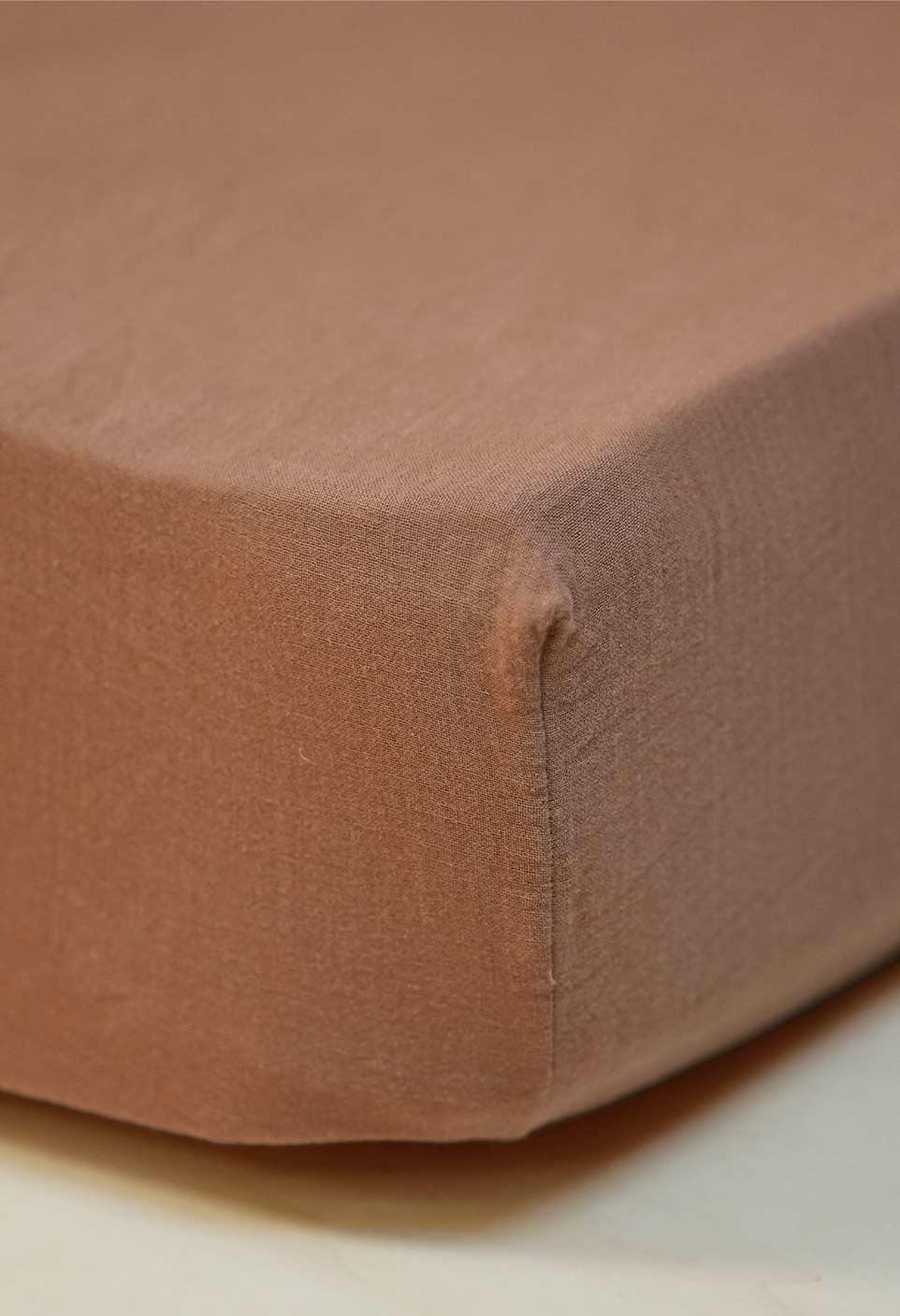 COTTON GAUZE FITTED SHEET  TERRACOTTA